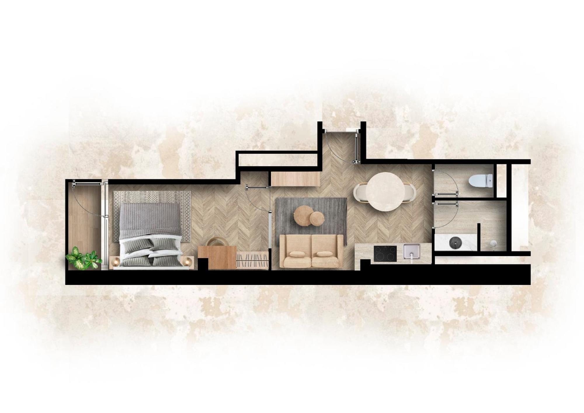 Apartamento de 1 dormitorio con balcón