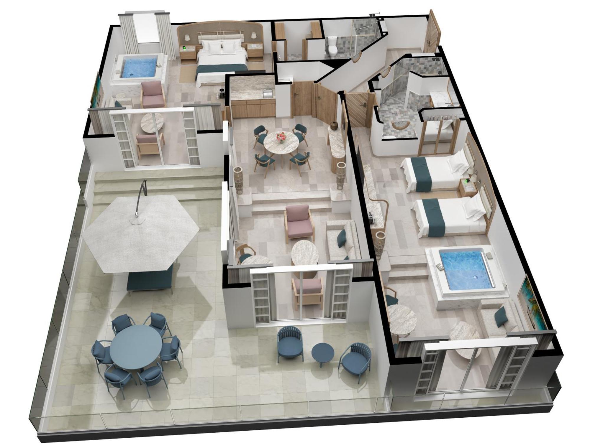 Suite Presidencial de dos habitaciones con vistas al mar - Niños y adolescentes gratis