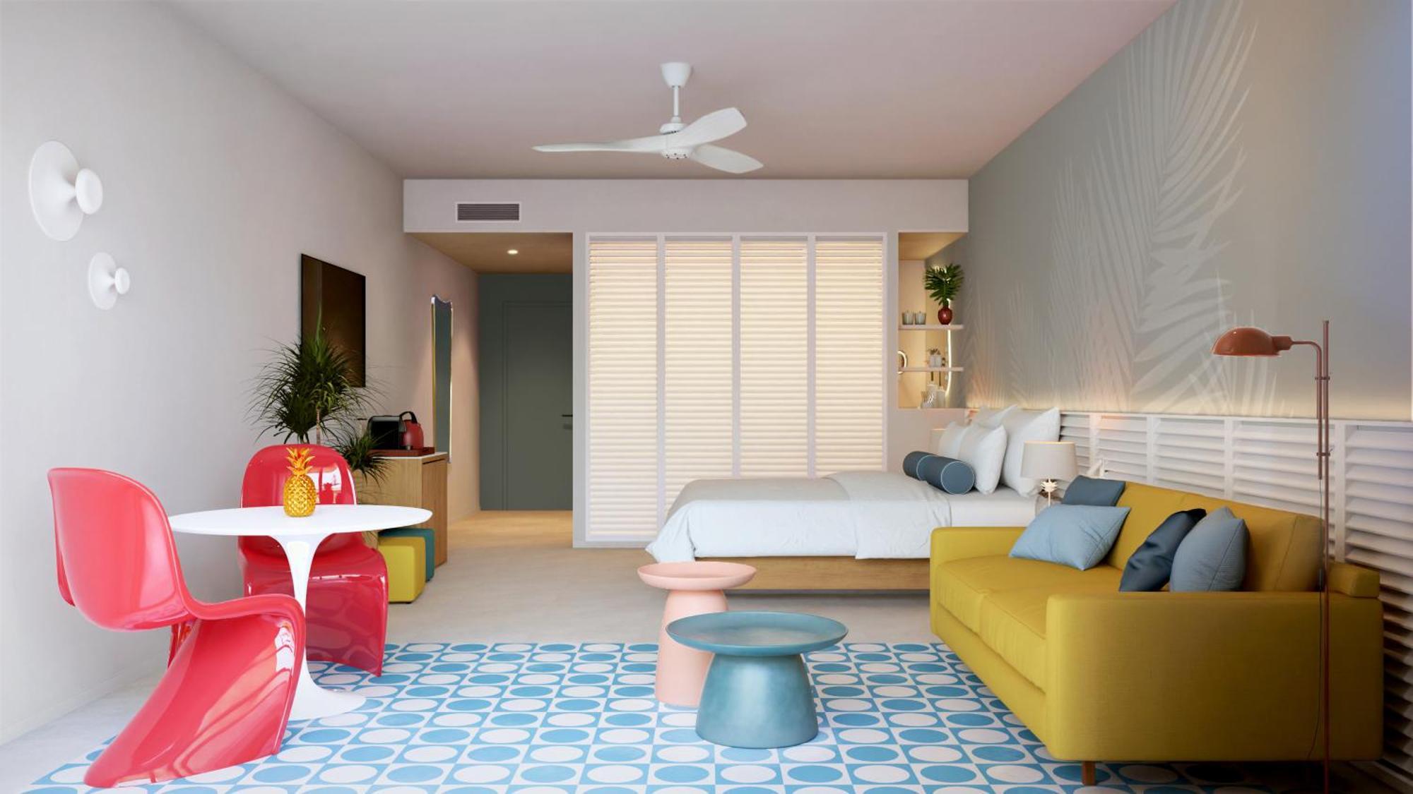 Alojamiento Swim Up con cama extragrande y vistas al jardín
